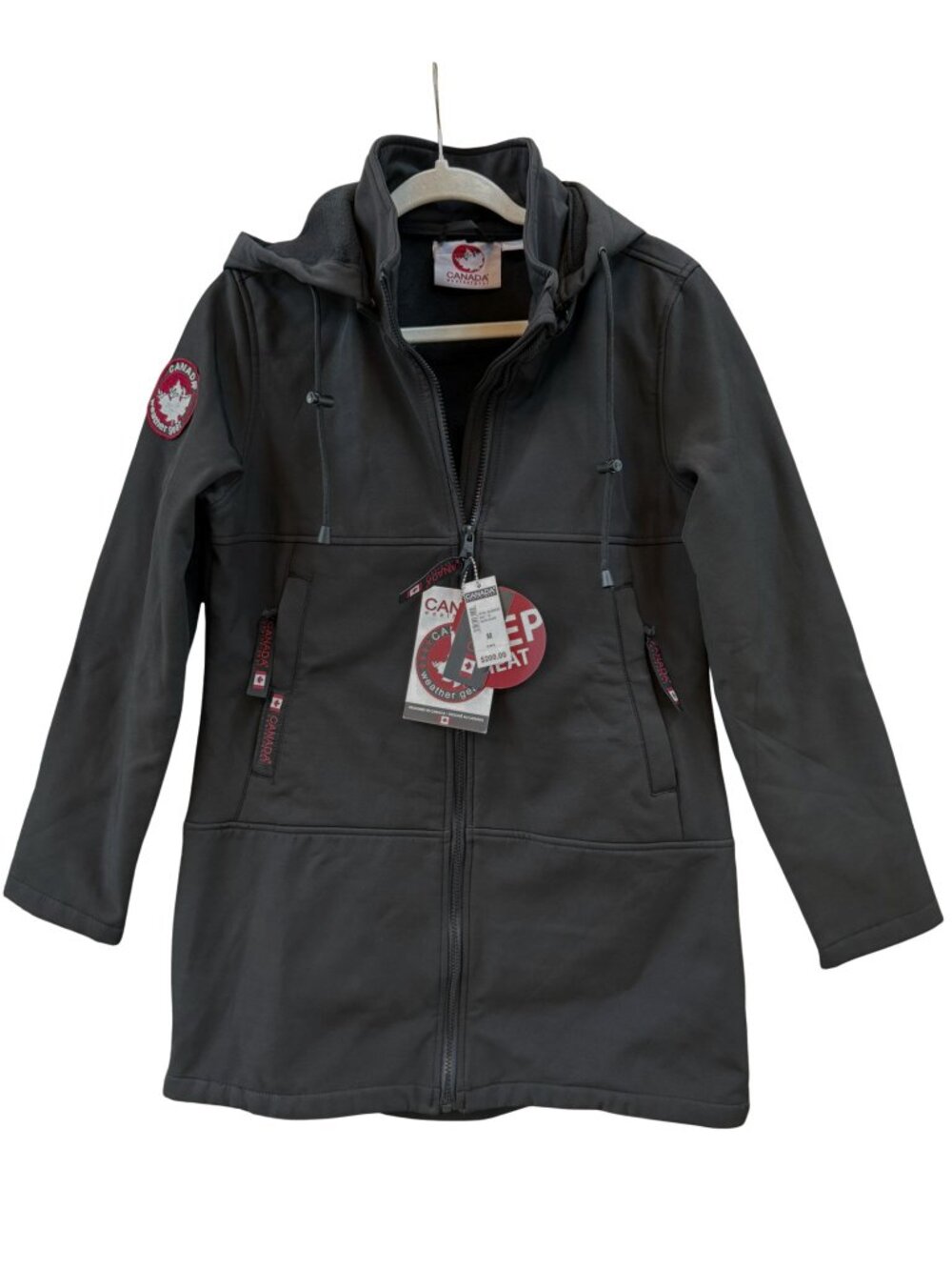 NWT Canada Weather Gear Women’s M Black Hooded Softshell Long Coat